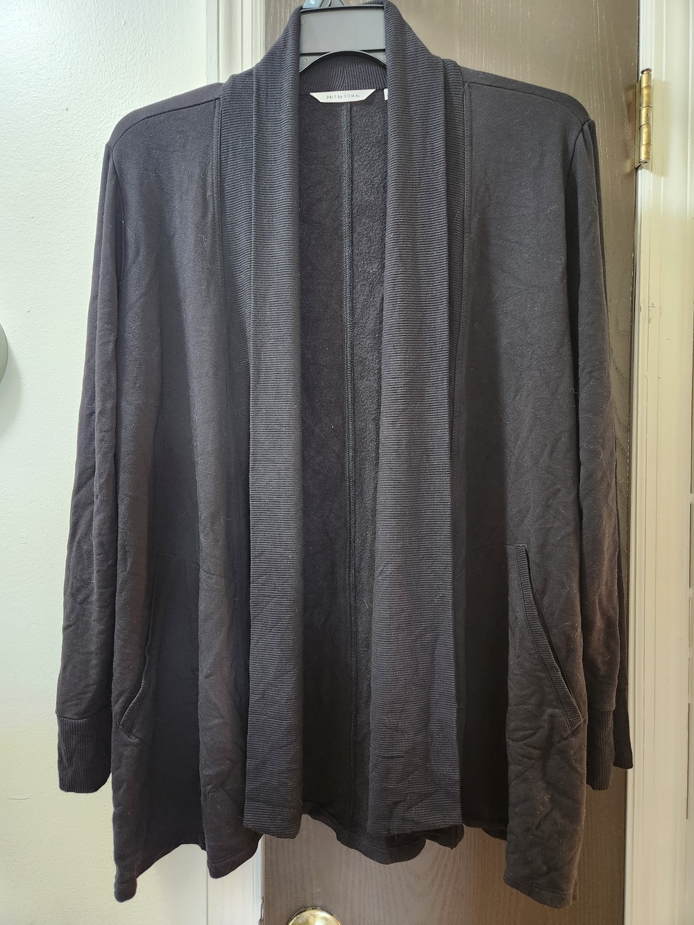 Soma Black Open-Front Lightweight Cardigan With Pockets